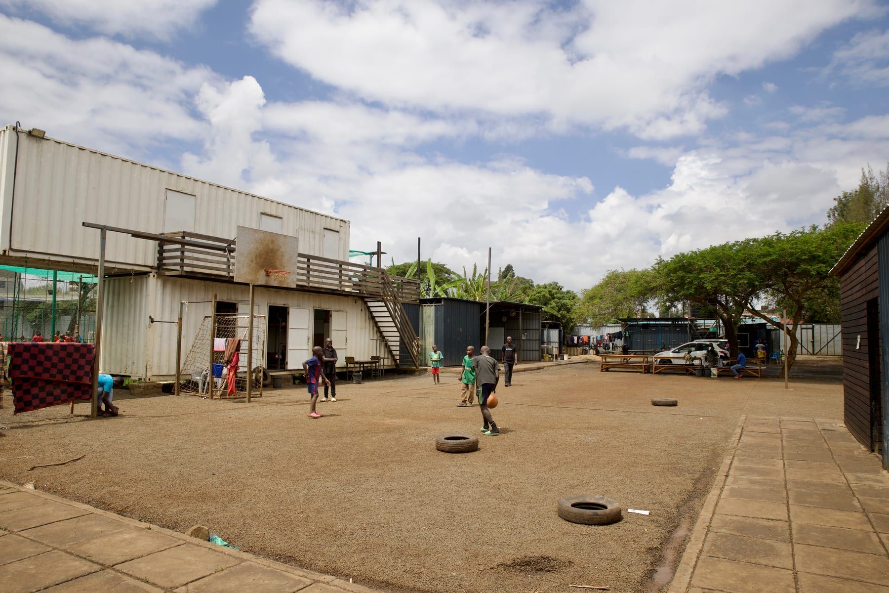 Boys playing in the courtyard at Embrace Centre Nairobi